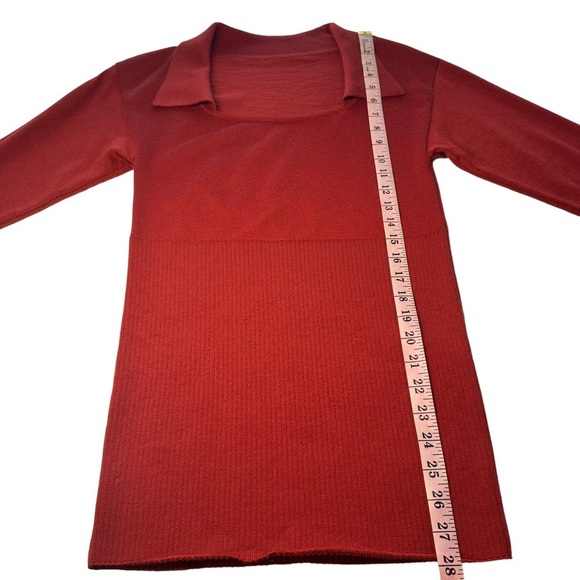 JACQUEMUS Brick Red Rust Orange Ribbed Collared Fitted Sweater 100% Wool US M 6 - Picture 15 of 16